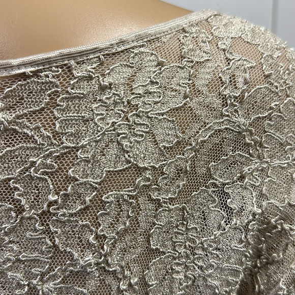 Vintage Lacy After Noon Shell Kepler Long Sleeve Semi Sheer Lace Top Blouse M - Picture 6 of 10